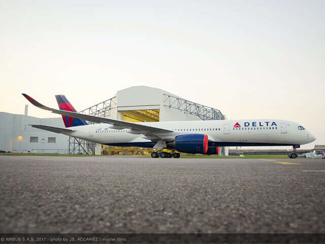  First look: Flagship A350 outfitted in Delta colors